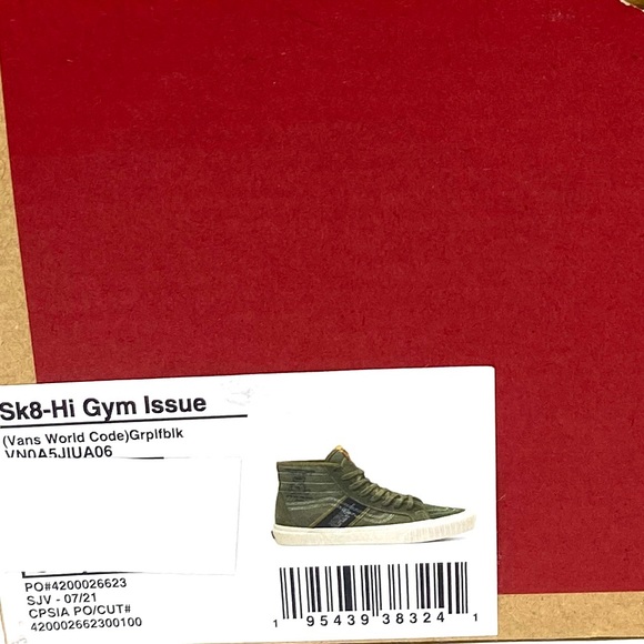 VANS SK8-HI GYM ISSUE World Code Green Canvas Suede Women’s Sneakers VN0A5JIUA06 - Picture 8 of 9